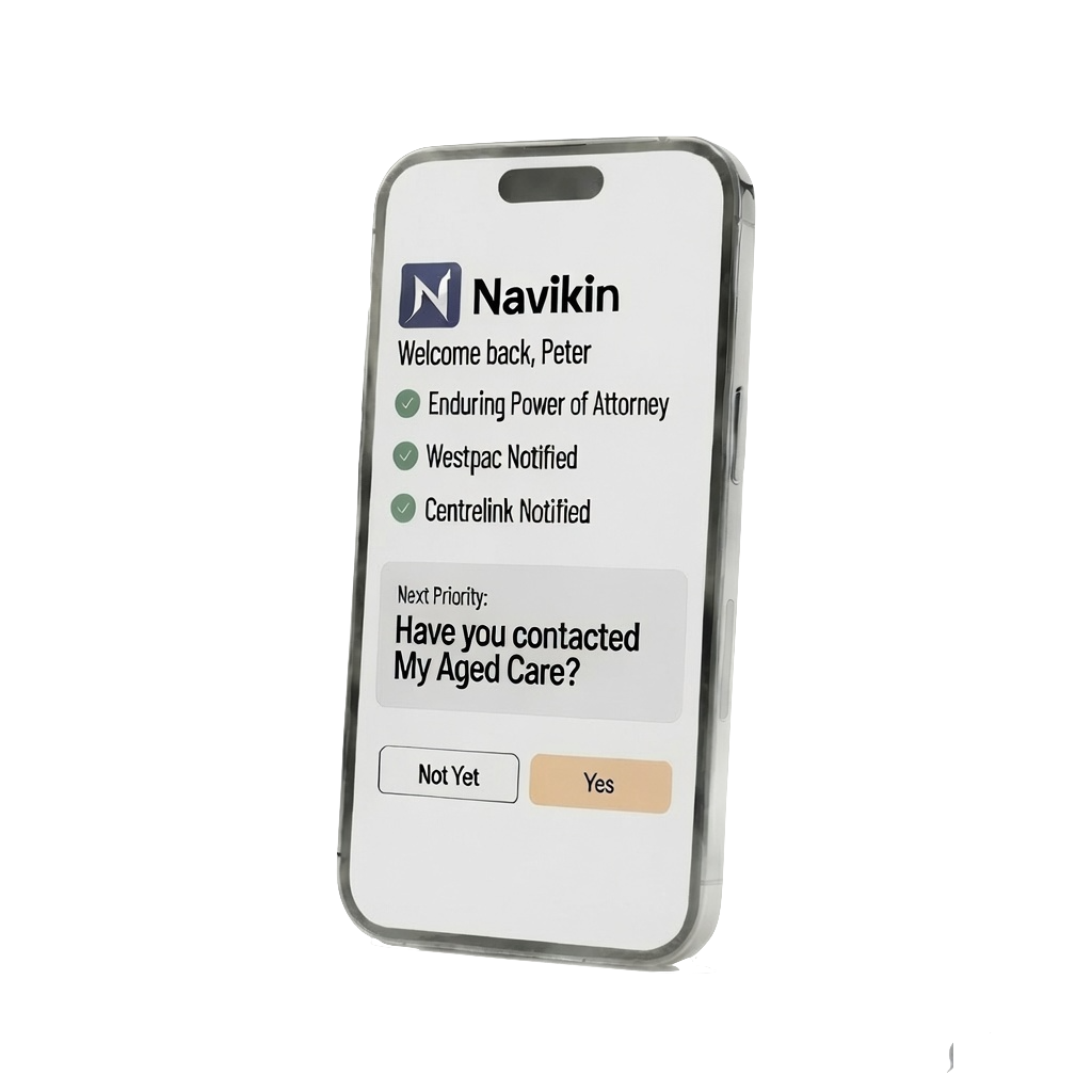 Navikin app on iPhone showing personalised next priority